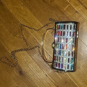 Multi color embellished stone clutch/bag